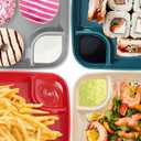 Jucoan 8 Pack Plastic Chip and Dip Serving Plates, 9.75 x 7.25 Inch Dumpling Plate with Sauce Compartment for Tacos, Fries, Sushi, Charcuterie Board, Party Snack, Microwave Dishwasher Safe