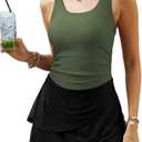 Women One Piece Tummy Control Swimsuit Modest Swim Dress Bathing Suit Skirt Swimwear (Green, M)