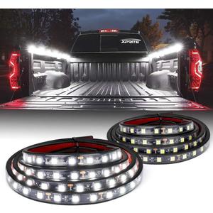 Xprite 60" Inch White LED Truck Bed Lights Strip Kit, Decoration Lighting Bar for Cargo Pickup Trucks Tonneau Cover Van SUV RV Boat, with On/Off Switch - 2PCS