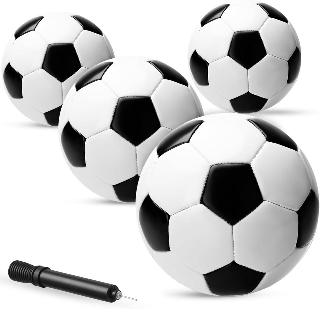 PlayBolt Black & White Soccer Balls - Sizes 4, Pack of 4