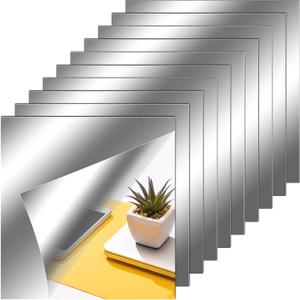 Zonon Flexible Mirror Sheets Self Adhesive Non Glass Mirror Tiles Stickers for Home Wall Decor(10 Pieces,12 x 12 Inches)