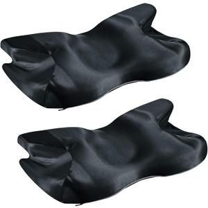 2 Pcs Satin Pillowcase for Cervical Pillow, Black Silky Cervical Pillow Case Contour Pillow Case Cover with Zipper, Smooth Ergonomic Pillowcase for Neck Pillow Cover, 
Size	Queen