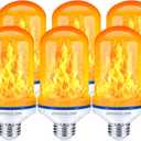 CPPSLEE Upgraded LED Flame Light Bulbs, 4 Modes Flickering Light Bulbs, E26 Base Fire Flame Bulb for Halloween Decorations Outdoor, Christmas Lights Patio Indoor Home Decor (Yellow, 6 Pack)