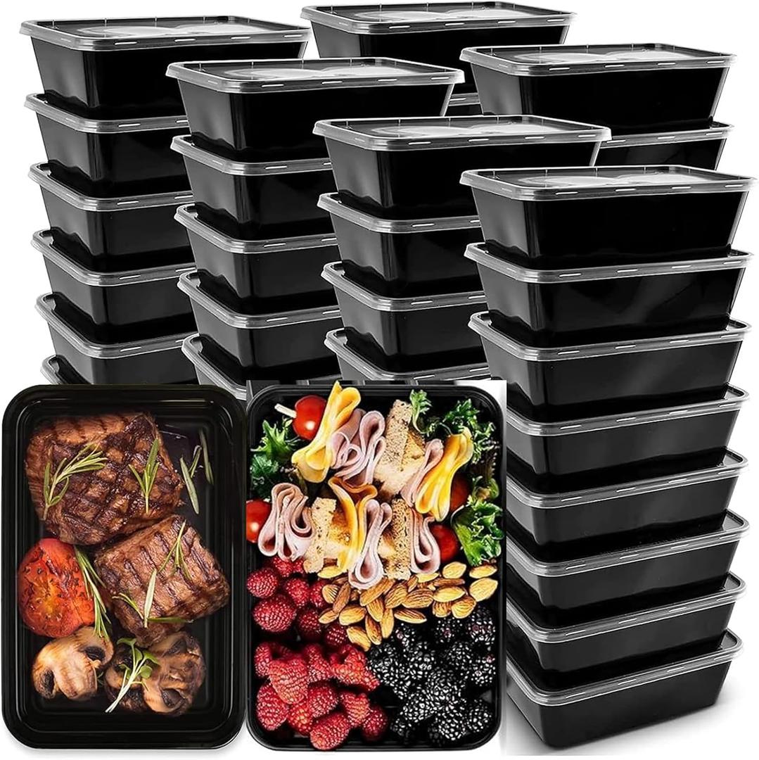 50-Pack Meal Prep Containers, 26 OZ Microwavable Reusable Food Containers with Lids for Food Prepping, Disposable Lunch Boxes, Plastic Food Boxes- Stackable, Freezer Dishwasher Healthy