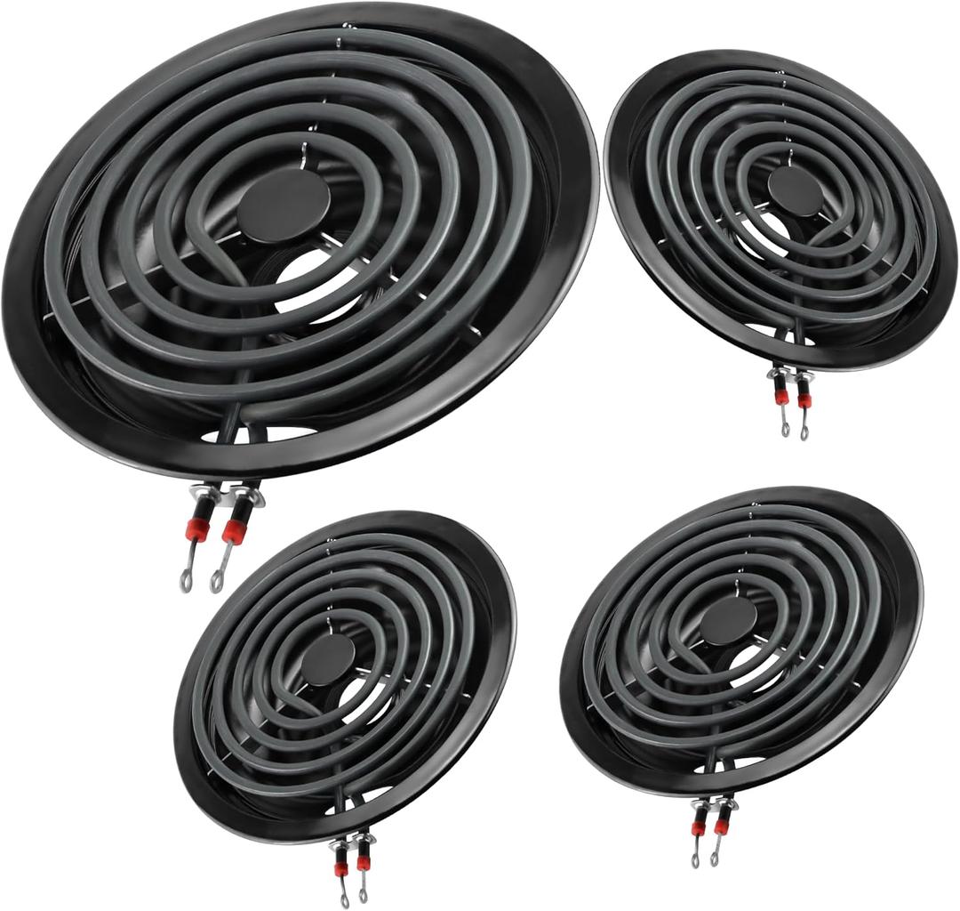 Burner Drip Pan Bowls 5304430149(6")5304430150(8") and Electric Stove Burners MP15YA(6") MP21YA(8") Kit Compatible for Frigi-daire Ken-more Cro-sley Tap-pan Stove