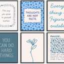 lyrae 6pcs Mental Health Wall Art Blue Inspirational Quotes Print Artwork Motivational Psychology Painting Pictures Wall Decor for Bedroom Office Home Decoration 8x10In Unframed