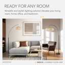 Adesso Arc Floor Lamp, 80 Tall Black Base, Oval Off-White Paper Shade Convenient Overhead Lighting for Living Room, Nursery, Bedroom or Office