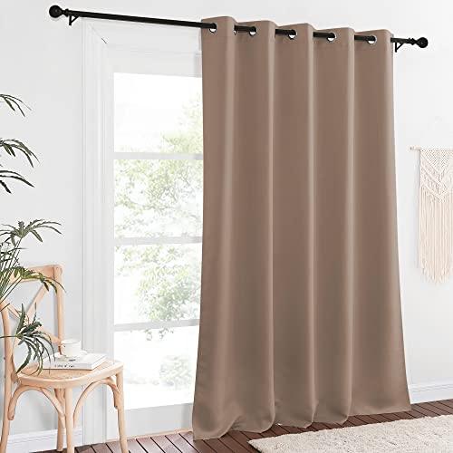 NICETOWN Patio Blackout Curtain Panels - Extra Wide Sliding Door Thermal Insulated Drape, Privacy Room Divider Curtain for Bedroom Office (Cappuccino, 66 x 118 Inch Long)