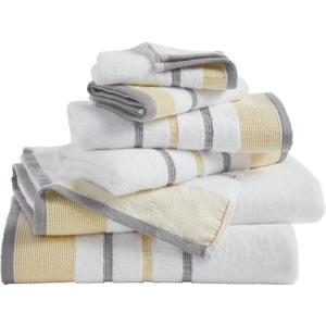 Decorative Bath Towel Set - Luxury Cotton 6 Piece Towel Set - 2 Bath Towels, 2 Hand Towels, 2 Washcloths - Luxurious, Ultra-Soft, Durable Towels for Bathroom Decor (Gold/Grey)