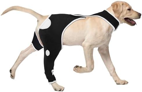 Recovery Suit for Dogs After Surgery, Abrasion Resistant 4 mm Thick and Waterproof Rear Right Leg Sleeve, Reflective Material Breathable Pets Sleeve Anti Licking Wounds M