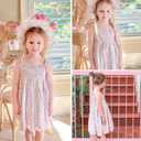 Simplee kids Baby Girls Casual Dress Toddler Smocking Dress Floral Print Sundress for Spring Summer 1-6 Years