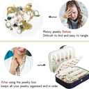 Hatori Travel Jewelry Box, PU Leather Small Jewelry Organizer for Women Girls, Portable Mini Travel Case Display Storage Holder Boxes for Stud Earrings, Rings, Necklaces, Bracelets (Blue)