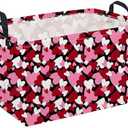 Sanjiaofeng Rectangular Valentine's Day Basket Love Storage Bins, Girls Storage Basket with Handles.Clothers, Books, Kid's Gifts Bins. (Black red heart)