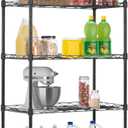 Adjustable NSF-Certified Metal Shelf Wire Shelving Unit Storage for Small Places Restaurant Garage Pantry Kitchen Garage Rack (Black, 21.5L x 11.6W x 47.6H)