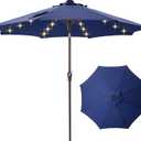 9FT Solar-Powered LED Patio Umbrella with Tilt Crank,Outdoor Market Umbrella with 32 Lights,Sunshade for Deck, Garden and Pool