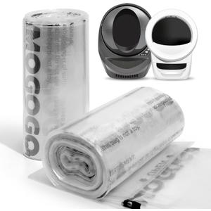 Waste Bags, Compatible with Litter Robot 4/5/3, 50 Pack Liners for Self Cleaning Litter Box, 9-11 Gallon Capacity, Pre-Separated, Transparent, Replacement Cat Litter Bags