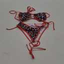 TASHEHE Women's Triangle String Bikini Set Sexy Tie Side Two Piece Swimsuit Cute Halter Bathing Suit, Medium