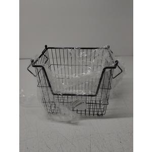 DII Metal Wire Mesh Stackable Utility Storage Bin, Large Rectangle, 13x10x11", Black