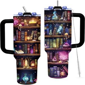 Book Lovers Gifts 40oz Tumbler with Handle and Straw, Book Tumbler for Friend, Bookish Gifts for Women Readers Librarian, Book Accessories Stainless Steel Travel Mug 1 Pcs