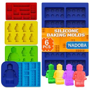 6 Pcs Robot & Bricks Silicone Molds for Chocolate  Non-Stick, Heat-Resistant & Easy to Clean  Chocolate Molds Silicone Design for Baking, Ice, Gummy, Candy & Cake Decorating  Fun DIY Kitchen Tool