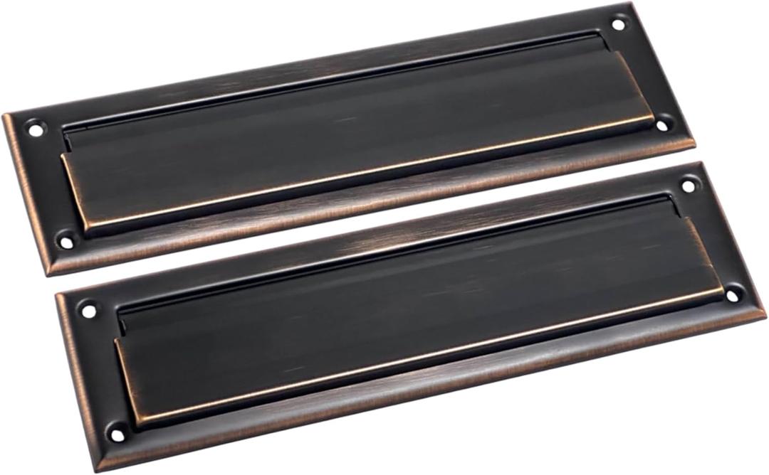 QCAA Solid Brass Mail Slot, with Solid Brass Interior Back Plate, 10" x 3", Venetian Bronze, 1 Pack, Made in Taiwan