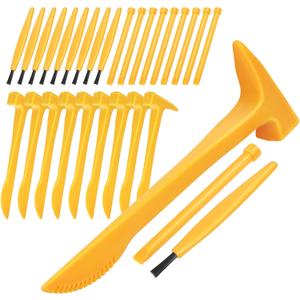 10 Set Excavation Tool Kit: Dino Fossils Dig Kit for Kids, Bulk Archaeology Dig Tools with Mini Hammer Chisel and Brush for Fossil Gem Digging, Science Toy