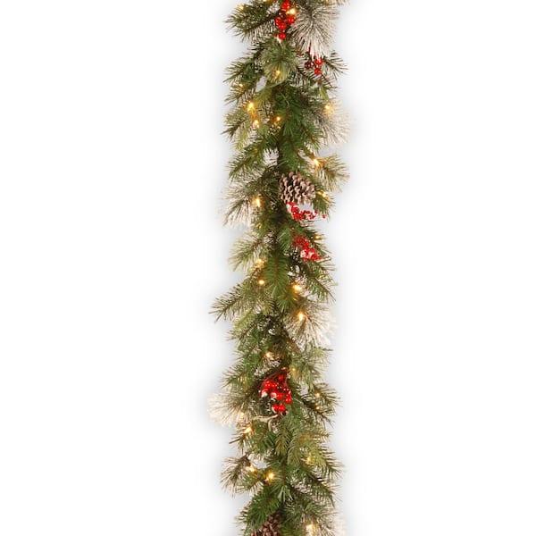 9 ft. Wintry Berry Garland with Clear Lights