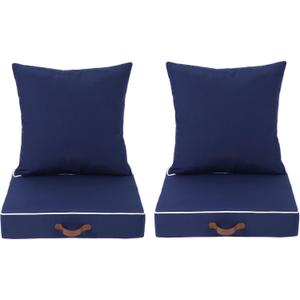 Enipate Outdoor Deep Seat Cushion Set of 2, Weather Resistant Patio Furniture Cushions with Zipper and Handle, 24 x 24 x 5 inch Outdoor Wicker Chair Cushions for Patio,Yard,Garden (Navy)