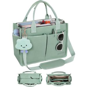 BESBESME Canvas Tote Bag for Women with Zipper & Compartments Large Work & College Laptop Tote Crossbody Shoulder Bag (Green) BESBESME Canvas Tote Bag for Women with Zipper & Compartments Large Work & College Laptop Tote Crossbody Shoulder Bag (Green)