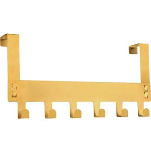 Snailhouse Over The Door Hooks for Hanging, Stainless Steel Door Hanger Towel Rack Holder with 6 Hooks for Bathroom, Bedroom, Kitchen, Gold