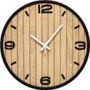 10 Inch Wooden Round Wall Clock, Non-Ticking Quartz Decorative Analog Clocks Battery Operated for Apartment, Living Room, Bedroom, Hallway, Classroom - Gifts for Family and Friends (Black)