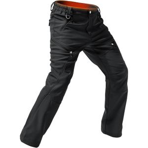 Moosehill Men's-Fleece-Lined-Cargo-Hiking-Pants Water-Repellent-Softshell-Snow-Ski-Pants for Winter Outdoor with 5 Pockets (34W x 30L, Black)