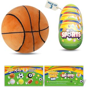 Bibi Sport, Surprise Egg Capsules with Memory Foam Expandable Plush Toys  3.7" (9.5cm) Soft Collectibles with Surprises Each  Fun Gift for Kids, Parties & Holidays (Pack of 3)