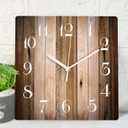 ArtSocket Wooden Wall Clock Silent Non-Ticking, Brown Wood Barn Board Pine Plank Retro Square Rustic Coastal Wall Clocks Decor for Home Kitchen Living Room Office, Battery Operated(12 Inch)
