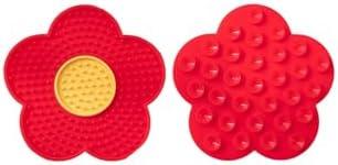 QWINEE Lick Mat for Dogs Cats Flower Shaped Pet Slow Feeder Dog Cat Puppy Bowl Lick Pad for Dog Fun Alternative to Slow Down Eat for Small Medium Large Dogs Red One-Size