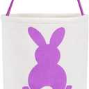 MONOBLANKS Easter Bunny Basket Bags, Rabbit Bucket Tote for Easter Egg Hunts Decorations Candy Gifts Storage (Purple)