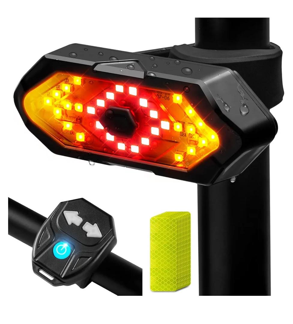 Bike Tail Light with Turn Signals USB Rechargeable Bike Turn Signals 120 Lumens Ultra Bright LED Turn Signals for Bicycle 5 Mode with 10PCS Safety Reflective Tape for Cycling Electronics