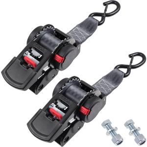 Ayaport Retractable Ratchet Straps 2 inch x 6ft Boat Transom Tie Down Straps to Trailer - 3300lbs Break Strength, Heavy Duty Bolt-on Trailer Straps for Boat, Jet Ski, Motorcycles, ATV (Black)