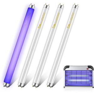 Qualirey 4 Pack 10W Bug Zapper Replacement Bulb T8 Light Tube for 20W Electronic Bug Zapper Compatible with Most 20W Mosquito Zapper Lamp