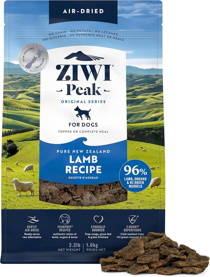ZIWI Peak Air-Dried Dog Food Lamb - All Natural, High Protein, Grain Free, Limited Ingredient w/ Superfoods (35.2oz) (2.2 Pound (Pack of 1)) BB Date: 04/18/26