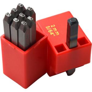 9pcs Heavy Duty Steel Stamp Uppercase Numbers 5/64 2mm Hand Stamping Serial Mark Code Alphabet Punch Kit for Jewelry Metal Sheet Plate Mold Die Making