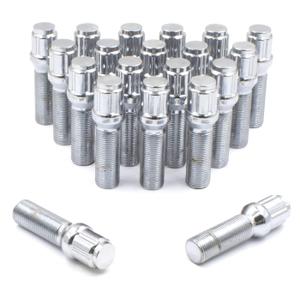 Wheel Accessories Parts Set of 20 Chrome 12x1.5 Lug Bolts Locking Spline Conical Seat with 40 mm Shank Length Small Diameter Lug Bolt with Dual Hex Key for Aftermarket Wheels (40mm, Chrome, M12x1.50)