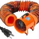 ExploreHorizon 16-Inch Heavy Duty Portable Exhaust Fan - 5500 CFM High Velocity Blower, 2-Speed Adjustable with 32ft Vinyl Hose - Ideal for Crawl Spaces, Attics, Basements, Workshops, Garage