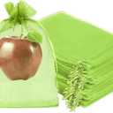 Fruit Protection Bags, Fetanten 100 PCS 6 x 8 Inch Mesh Drawstring Bag for Fruit Trees, Small Green Garden Fruit Plant Netting Cover Bag Protect Blueberry Tomato Apple Mango from Bird Insect Pest