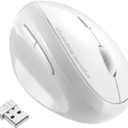 SANWA 2.4G Wireless Left Handed Mouse, Ergonomic Left Hand Vertical Mouse for Small Medium Hands, 5 Buttons, 800/1200/1600 DPI, Blue LED Sensor, Compatible with Laptop, PC, Mac, Windows, White
