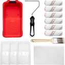 Mister Rui Paint Roller Kit-13 Piece, 4-Inch Microfiber Paint Rollers with Ergonomic Handle, Small Roller Paint Brush, Paint Tray with 3 Liners, Perfect for House Painting, Trim, and Touch-Ups