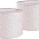 Large Drum Lamp shades Set of 2 Oatmeal Linen Lampshade 16" Top x 16" Bottom x 12" High (Spider) Farmhouse Lampshade for Table & Floor Lamp - Lampshades Replacement By GO&SO
