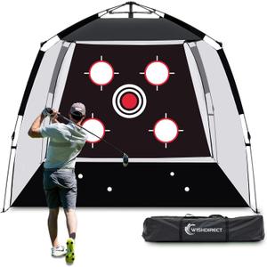 Golf Net, Automatic Foldable Golf Practice Net with Hanging Target for Home Backyard Training Chipping Swing (7.2 L x 6 H Feet)