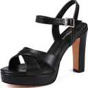Platform High Heels for Women Strappy Chunky Heels Sandals for Women Open Toe Block Heeled Sandals with Ankle Strap Summer Dress Shoes Size 8.5