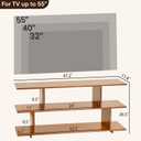 Bamboo TV Stand for TVs up to 55", 3 Tier Accent Entertainment Center with Storage Shelf, Modern Media TV Console Table for Living Room, Bedroom, 47"(L), Walnut